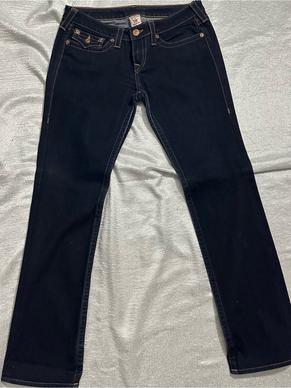 True Religion Women's Dark Indigo Straight Leg Jeans